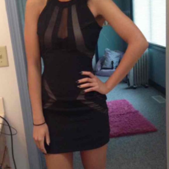Little Black Dress w/ Mesh Inserts - Picture 4 of 13